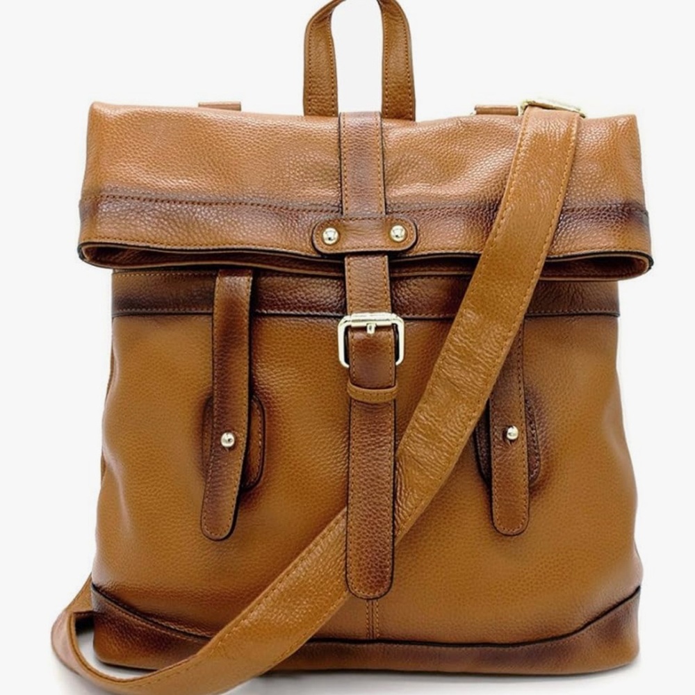 La Poet 3-way Convetible Shoulder Crossbody‎ Backpack Bag Cognac Color